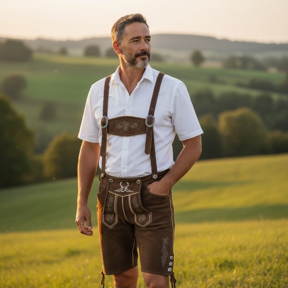 BAVARIA TRACHTEN Other - Bavaria Trachten Authentic Lederhosen 100% Leather Dark Brown Men’s 34 EU52